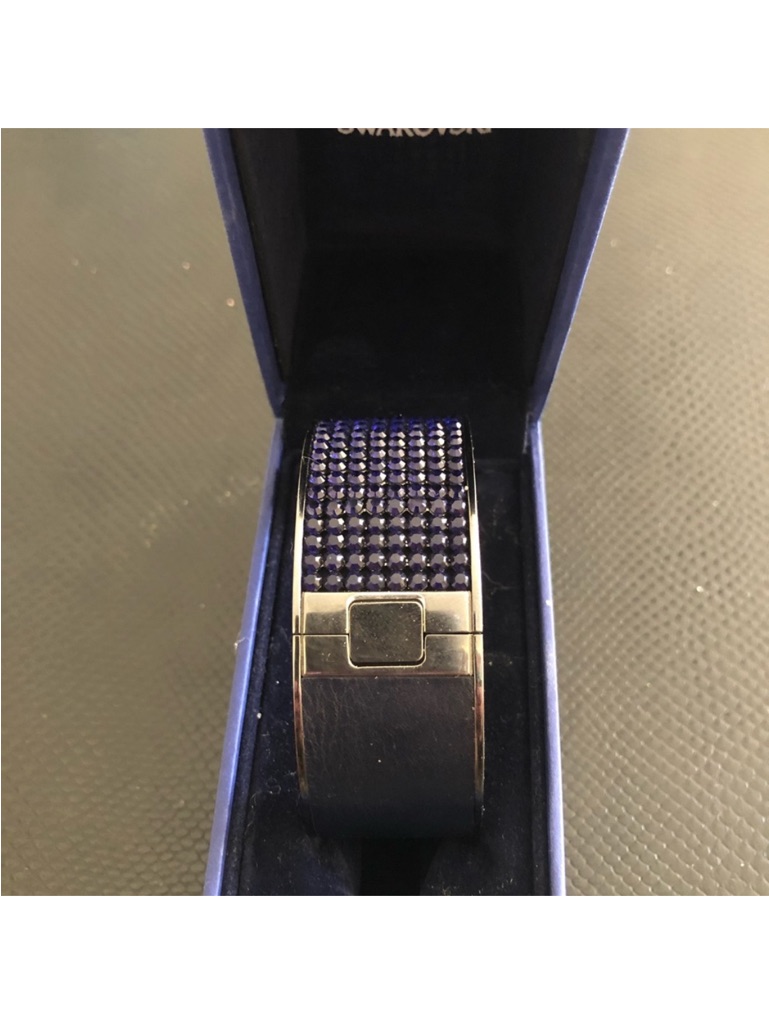Swarovski Navy Crystal And Leather Cuff Bracelet